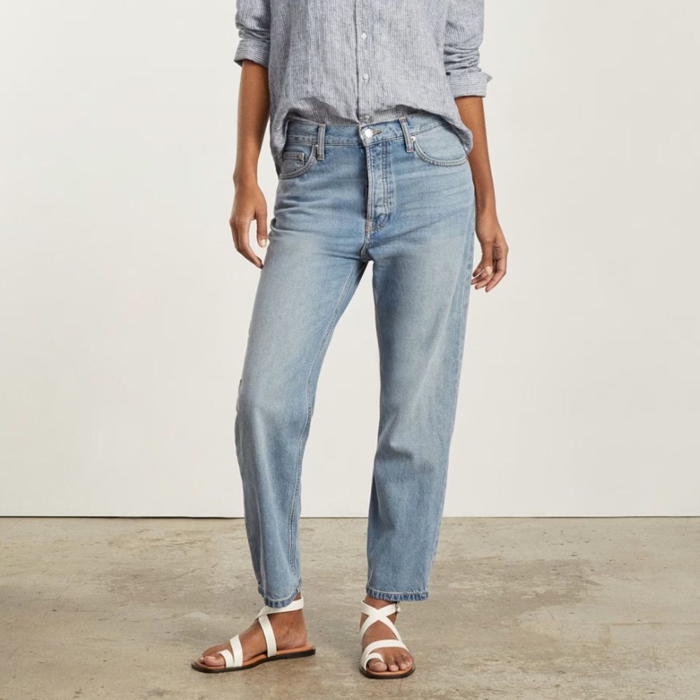 Everlane Summer Slouch Jeans Button Fly Relaxed Straight Women’s 25 Light Wash